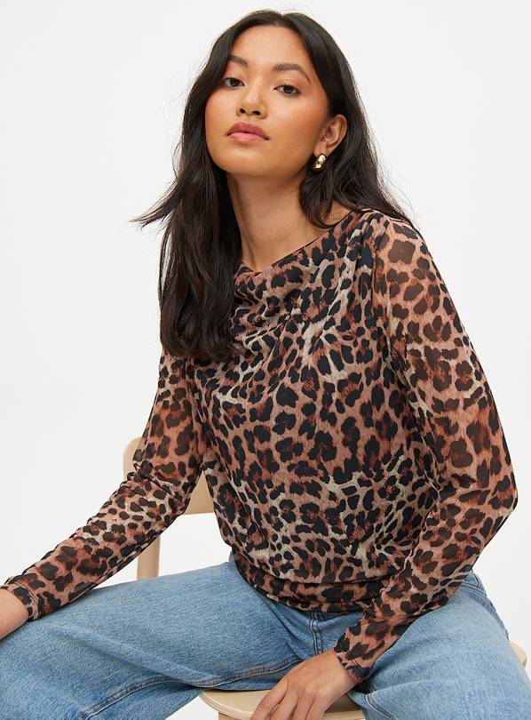 Leopard Printed Mesh Long Sleeve Top 18